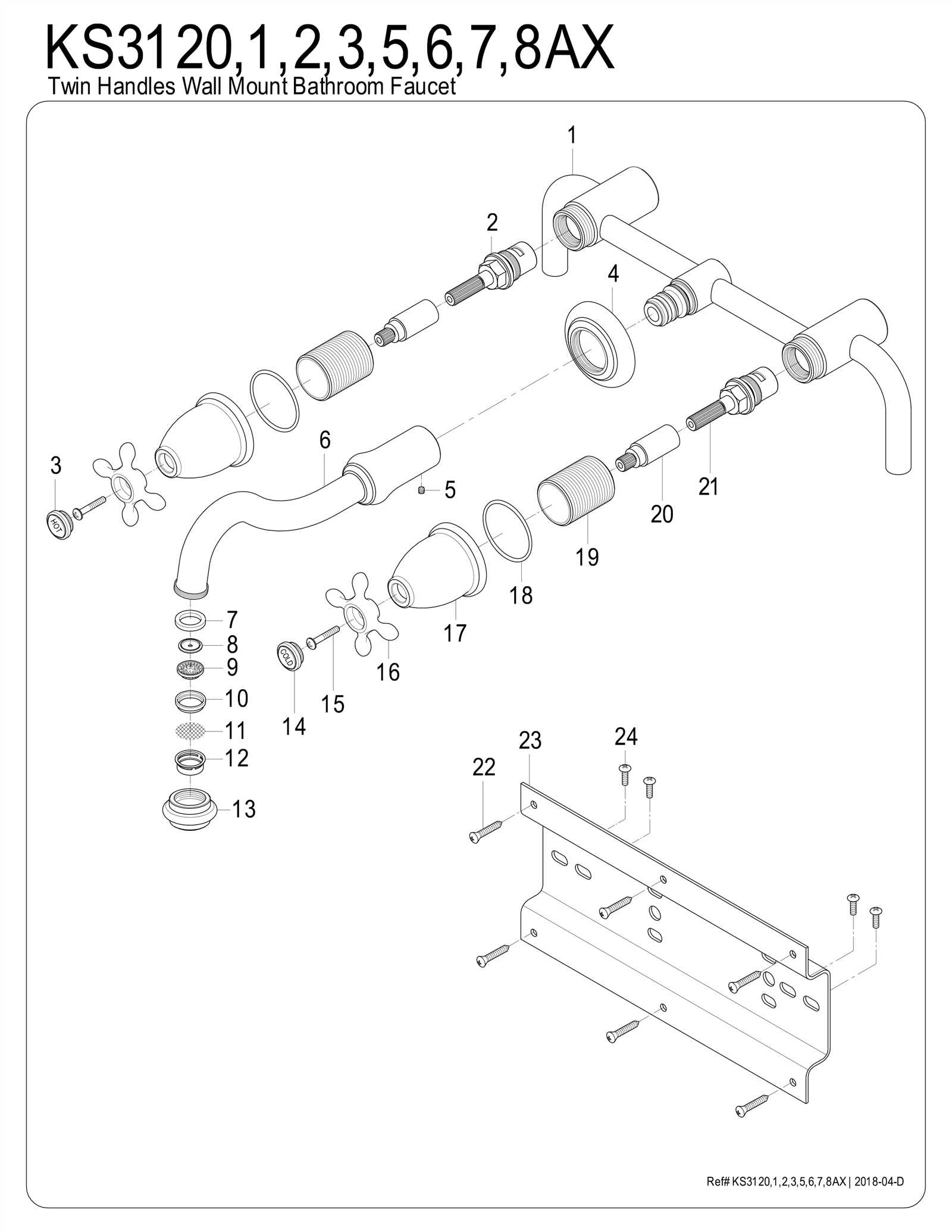 wall mount faucet parts diagram