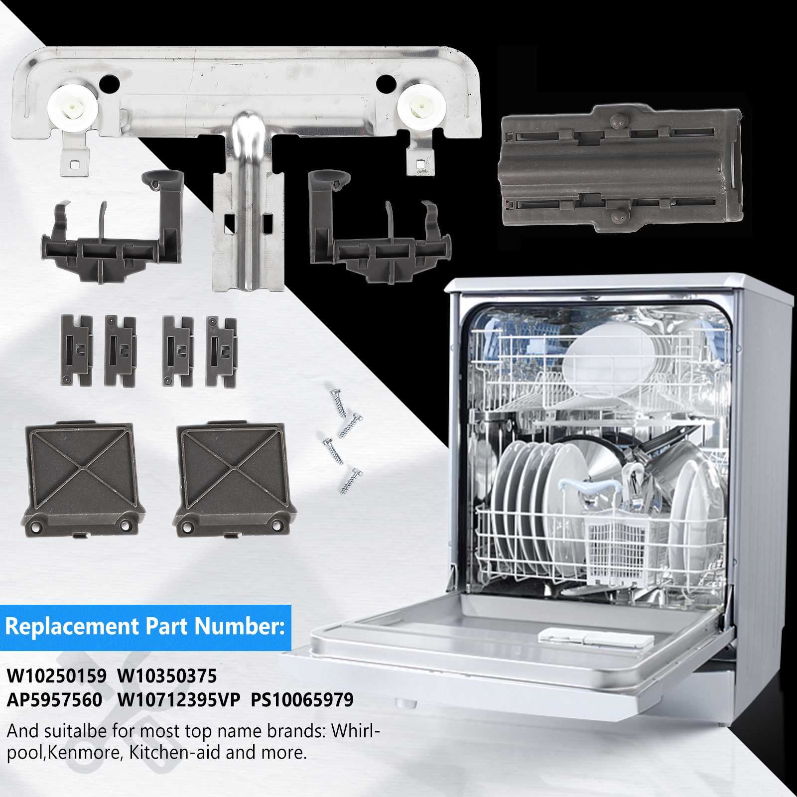 whirlpool dishwasher top rack parts diagram