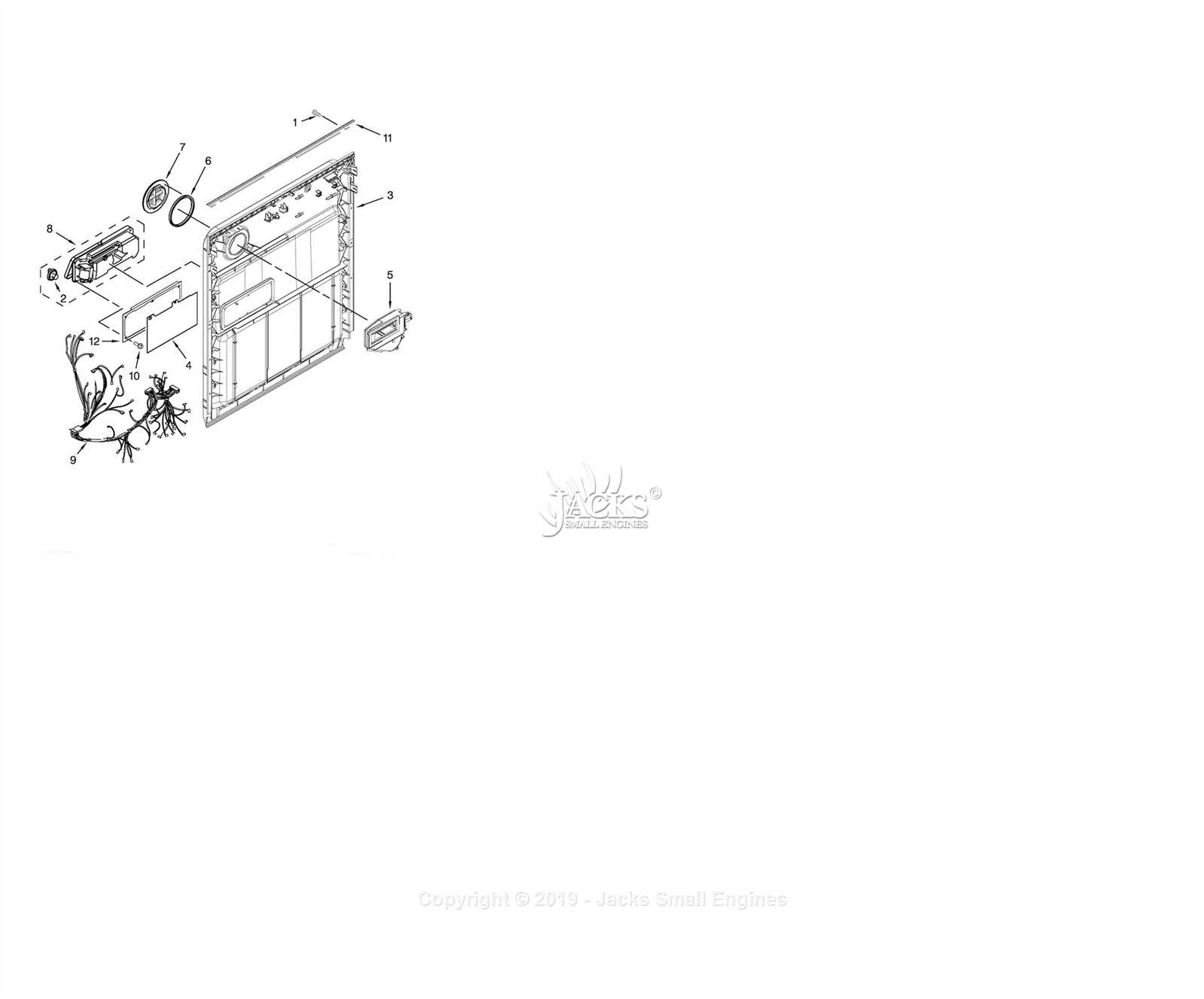 whirlpool dishwasher door parts diagram