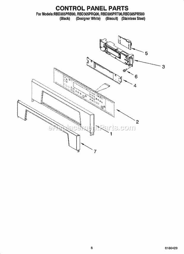 whirlpool oven door parts diagram