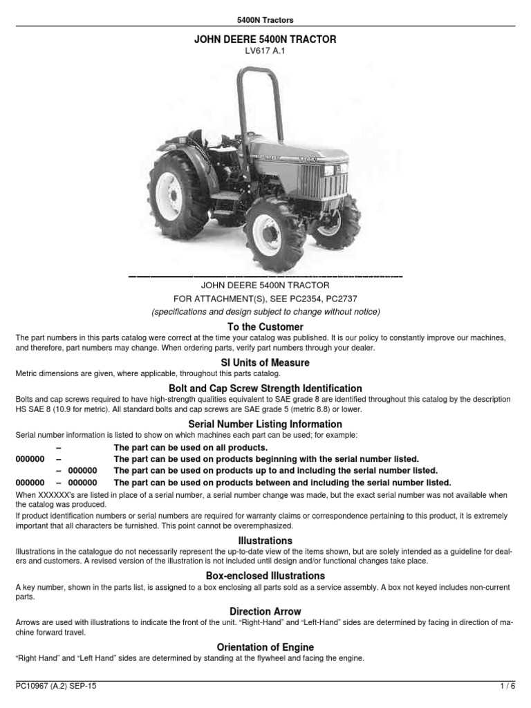 john deere 5400 parts diagram