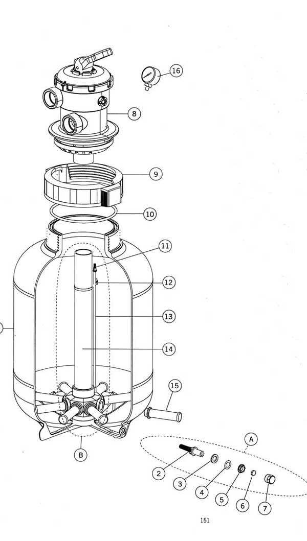 waterway sand filter parts diagram