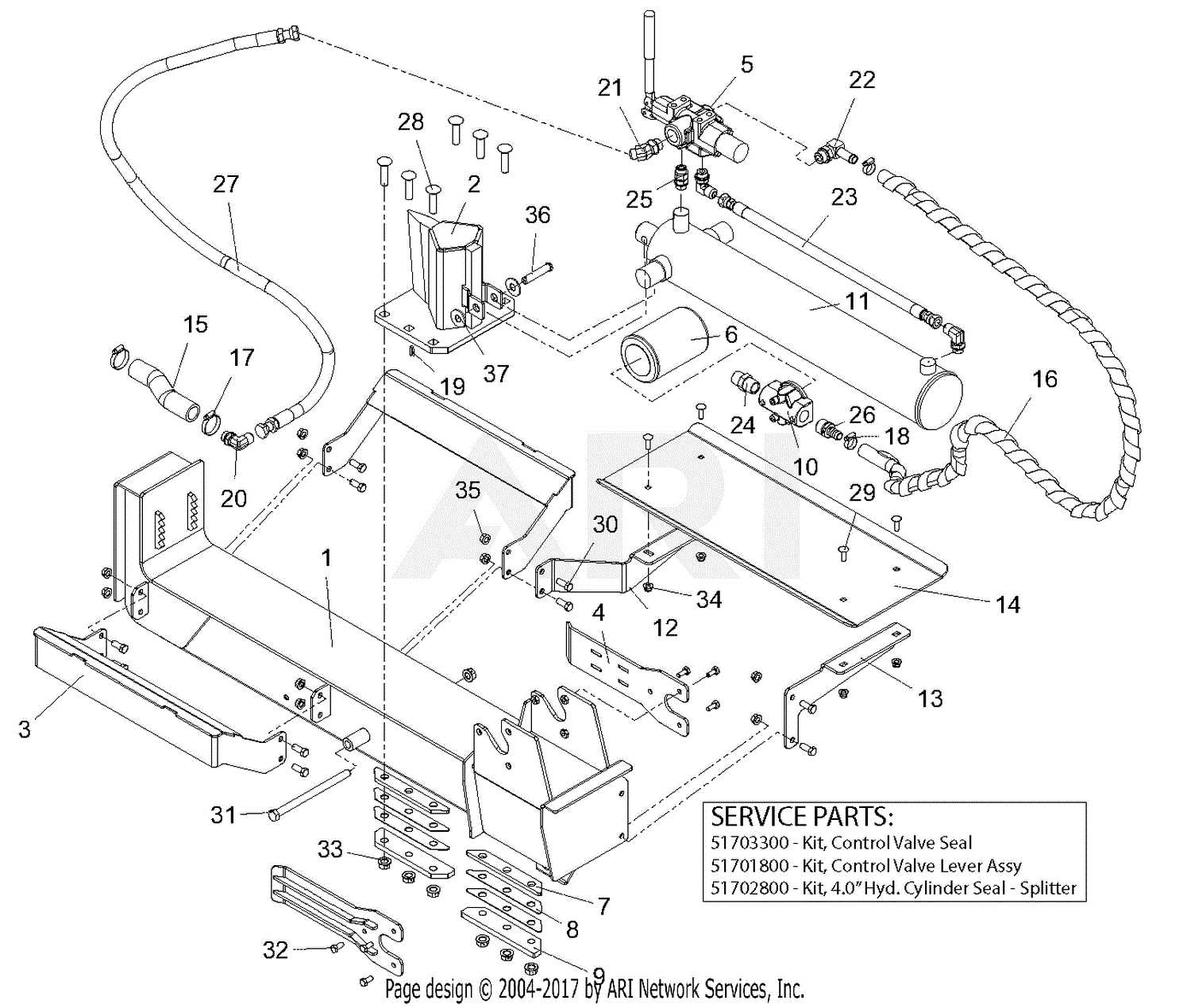 huskee log splitter parts diagram