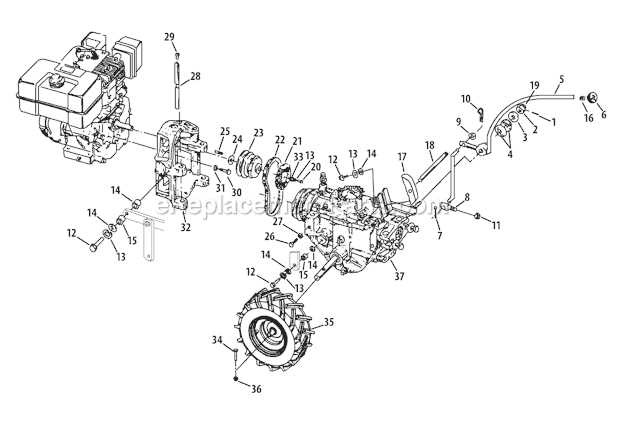 troy bilt horse tiller parts diagram