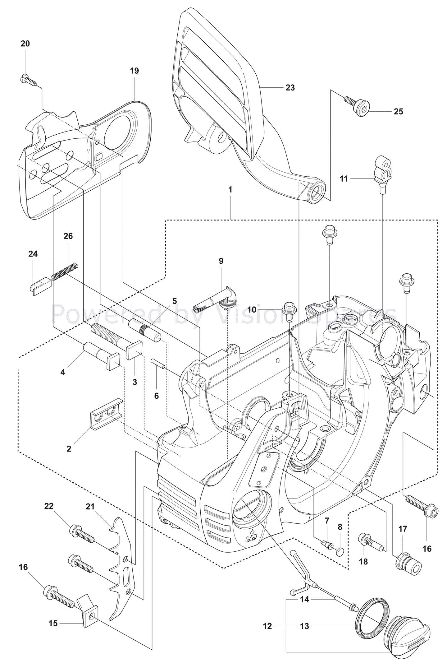 parts of a chainsaw diagram