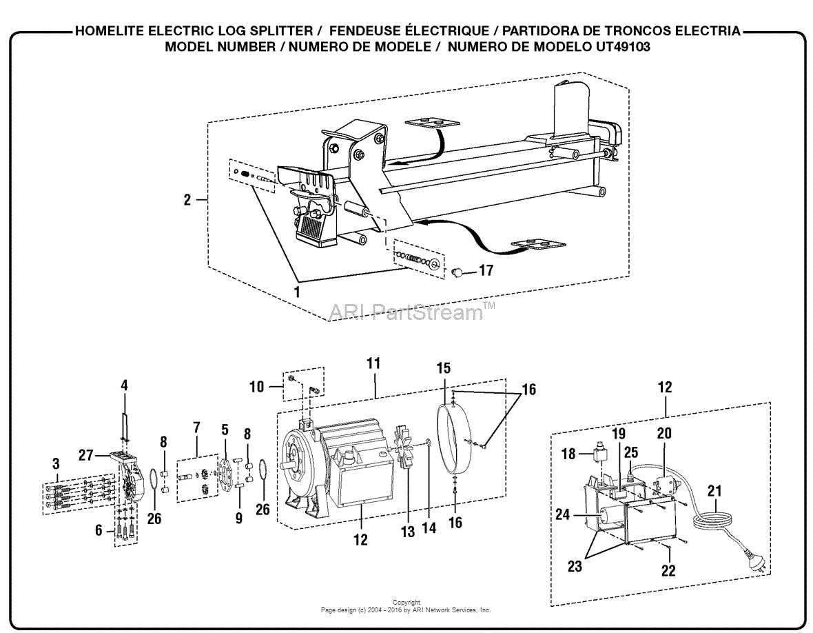 yard machine log splitter parts diagram