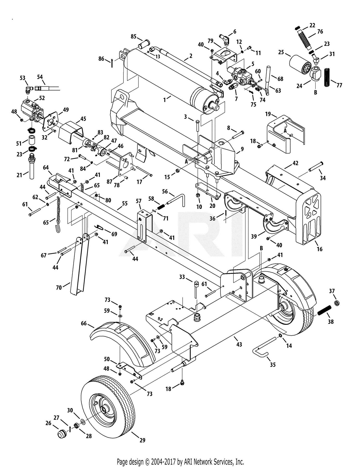 yard machine log splitter parts diagram