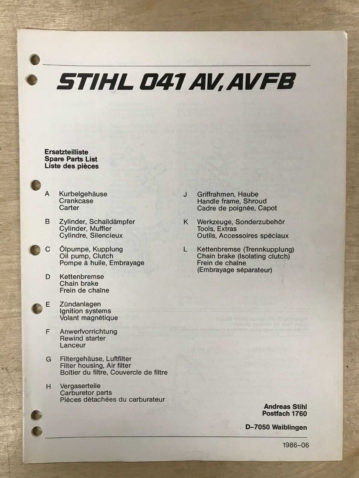 stihl 041av parts diagram