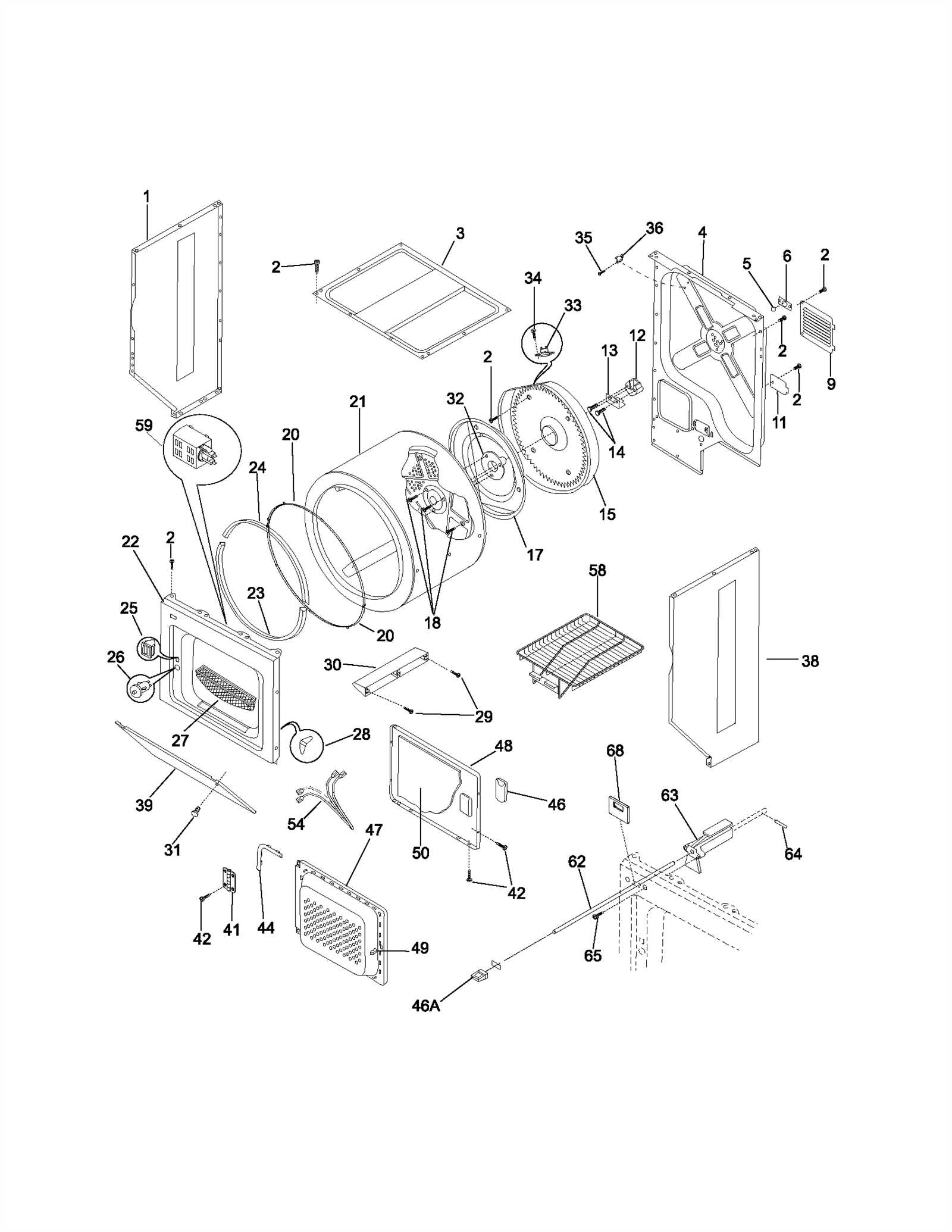 kenmore 70 series dryer parts diagram