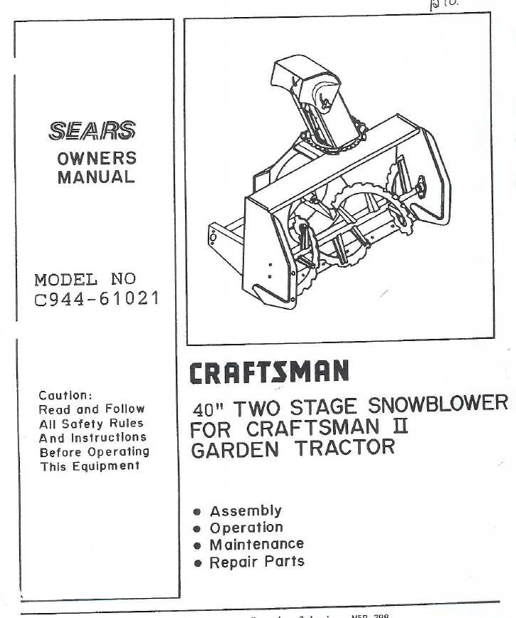 craftsman snow thrower parts diagram