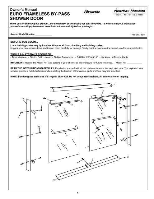 shower door parts diagram